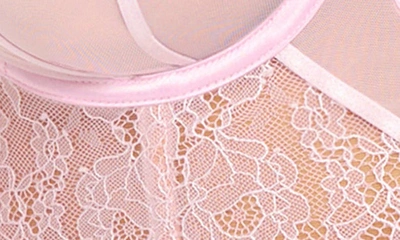 Shop Oh La La Cheri Cheyanne Lace Bra & Thong Set In Pink Tulle