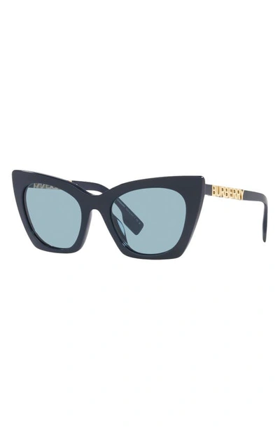Shop Burberry 52mm Cat Eye Sunglasses In Blue