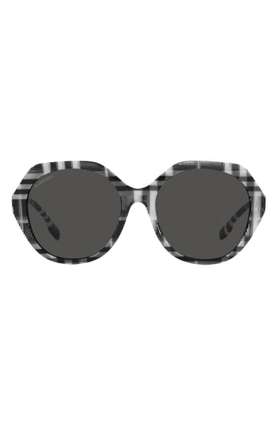 Shop Burberry 55mm Round Sunglasses In Dark Grey