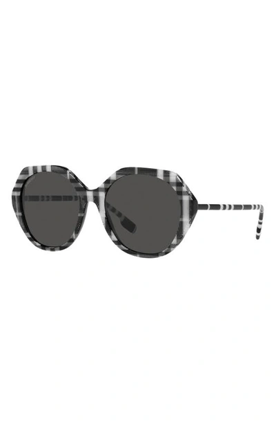 Shop Burberry 55mm Round Sunglasses In Dark Grey