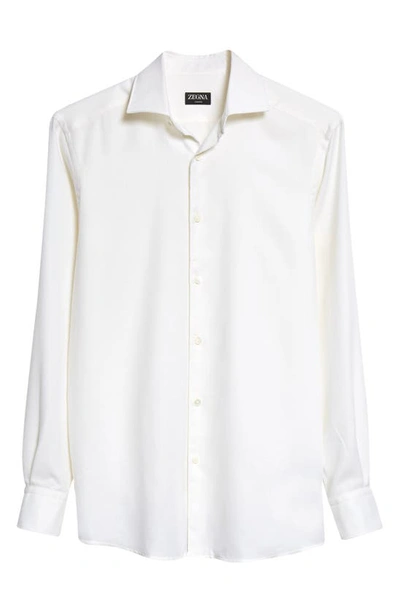 Shop Zegna Cashco Cotton & Cashmere Button-up Shirt In White
