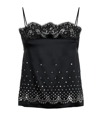 Alexander Wang Embellished Satin Cami Top In Black