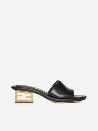 Shop Fendi Baguette Nappa Leather Sandals In Black