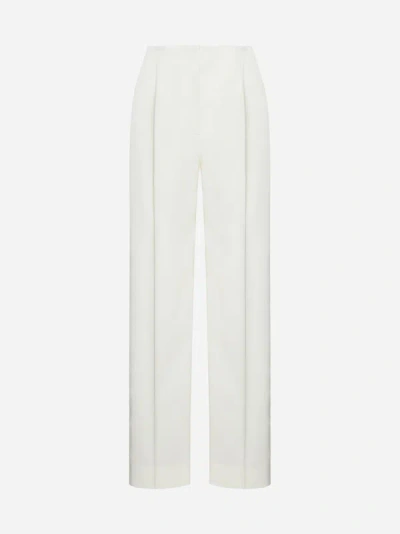 Shop Lardini Wool-blend Trousers In White