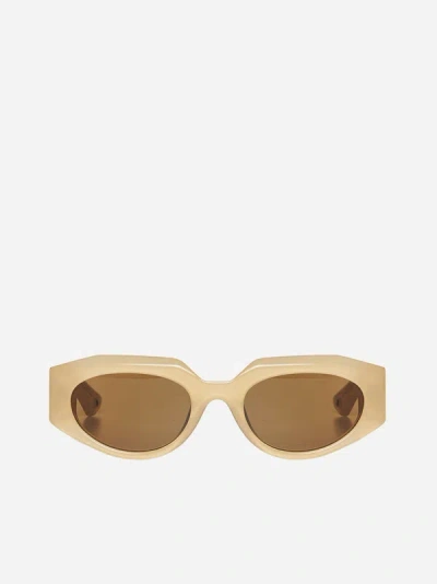 Shop G.o.d Eyewear Twenty Seven Sunglasses In Milky Ivory,brown