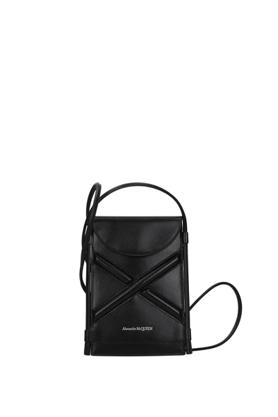 Shop Alexander Mcqueen Crossbody Bag The Cruve Leather Black Black