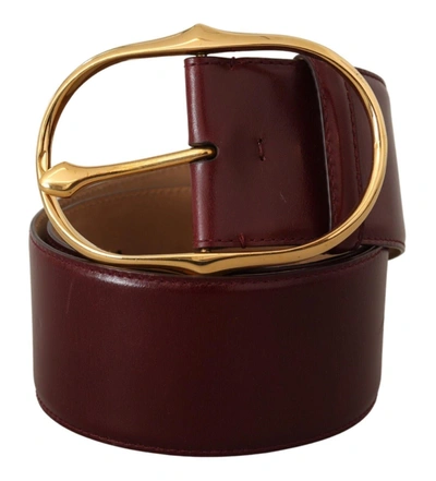 Shop Dolce & Gabbana Elegant Brown Leather Belt With Gold Oval Women's Buckle
