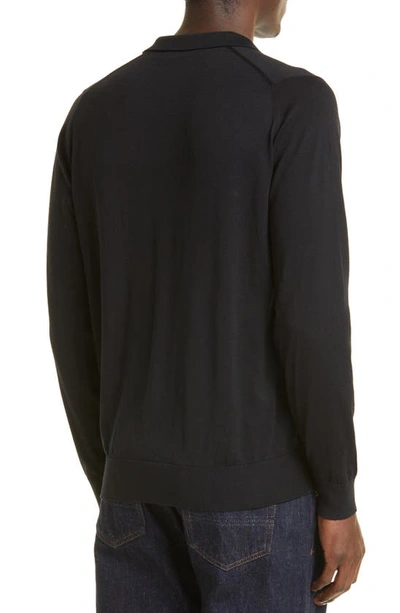 Shop John Smedley Puck Cotton Polo Sweater In Black