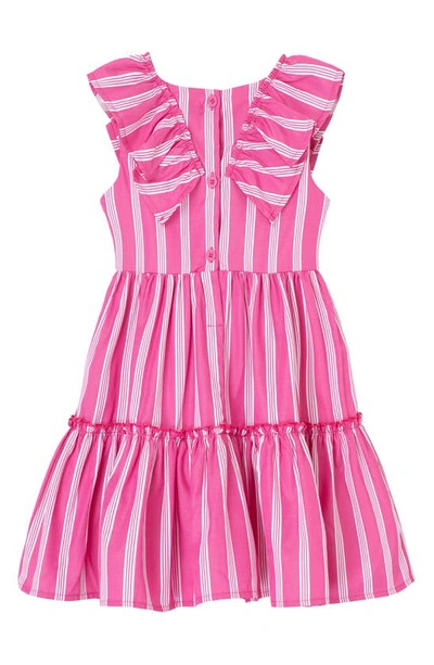 Shop Habitual Kids' Stripe Ruffle Tiered Dress In Dark Pink