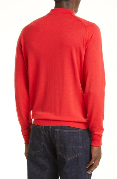 Shop John Smedley Cotswold Wool Polo Sweater In Holly Berry