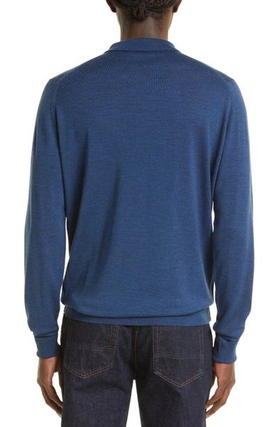 John Smedley Cotswold Long-sleeved Polo Shirt In Indigo