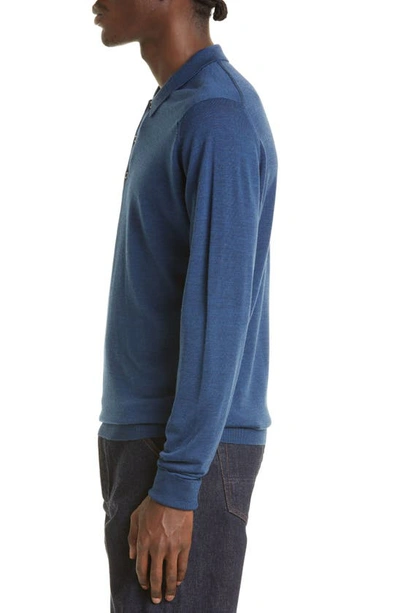 Shop John Smedley Cotswold Wool Polo Sweater In Indigo