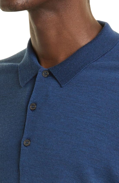 John Smedley Cotswold Long-sleeved Polo Shirt In Indigo