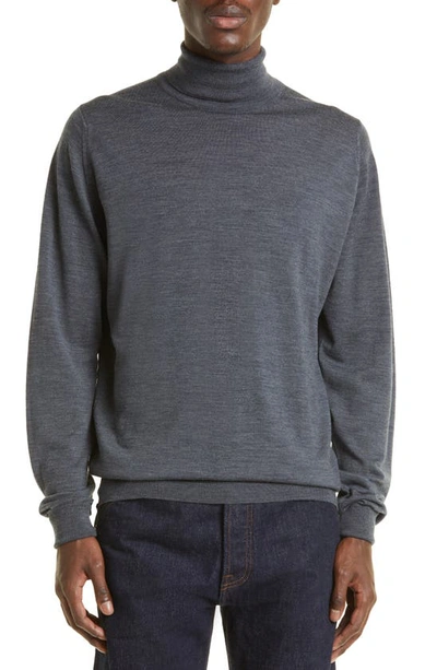 Shop John Smedley Richard Turtleneck Merino Wool Sweater In Charcoal