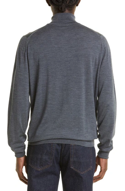 Shop John Smedley Richard Turtleneck Merino Wool Sweater In Charcoal