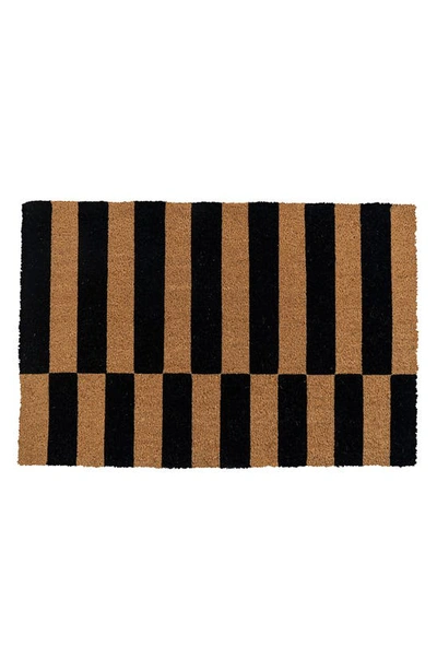 Entryways Alternating Stripe Doormat In Natural Coir / Black