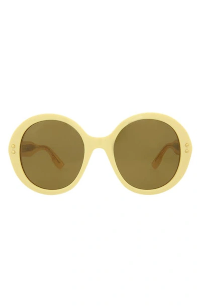 Shop Gucci 54mm Round Sunglasses In Yellow Brown