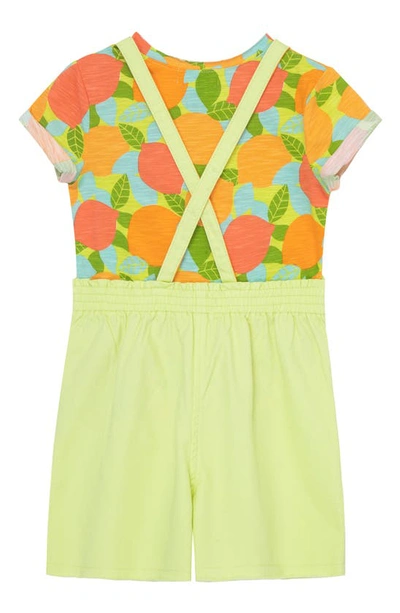 Shop Peek Aren't You Curious Kids' Fruit Print T-shirt & Cotton Overalls Set In Lime