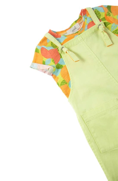 Shop Peek Aren't You Curious Kids' Fruit Print T-shirt & Cotton Overalls Set In Lime