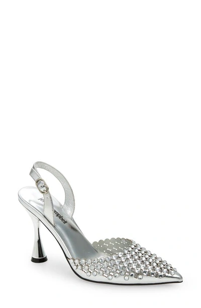 Shop Jeffrey Campbell Shiner Slingback Rhinestone Pointed Toe Pump In Silver
