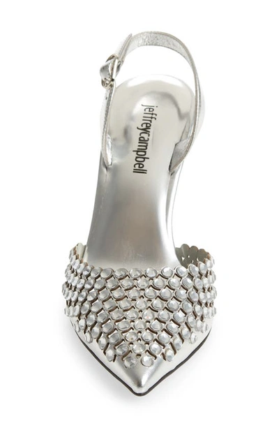 Shop Jeffrey Campbell Shiner Slingback Rhinestone Pointed Toe Pump In Silver