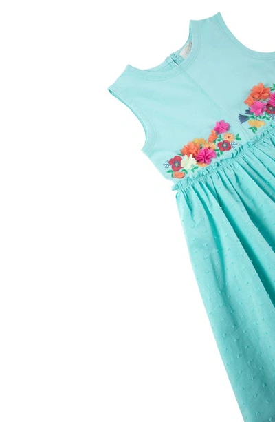 Shop Peek Aren't You Curious Kids' Floral Appliqué Dress In Aqua