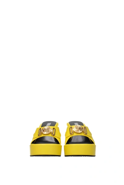 Shop Versace Sandals Leather Yellow Sun