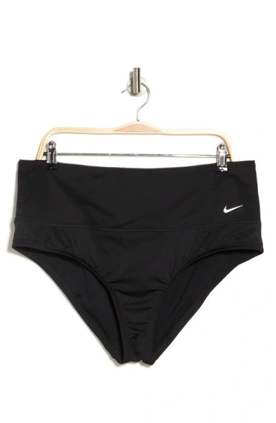 Shop Nike High Waist Banded Bikini Bottoms In Black