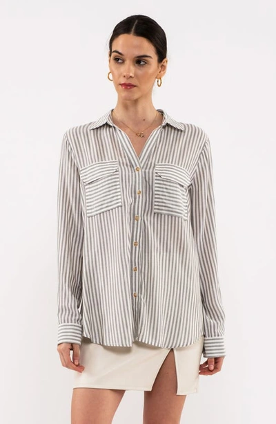 Shop Blu Pepper Stripe Button-up Shirt In Olive