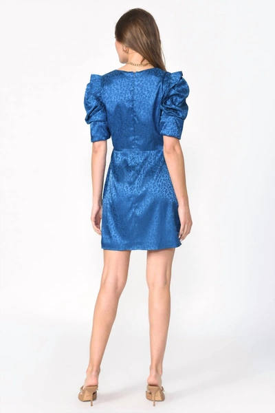 Shop Adelyn Rae Puff Sleeve Jacquard Dress In Artic Teal In Blue