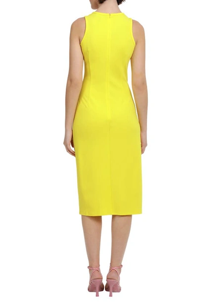 Shop Donna Morgan Sleeveless Twist Front Midi Dress In Empire Yellow