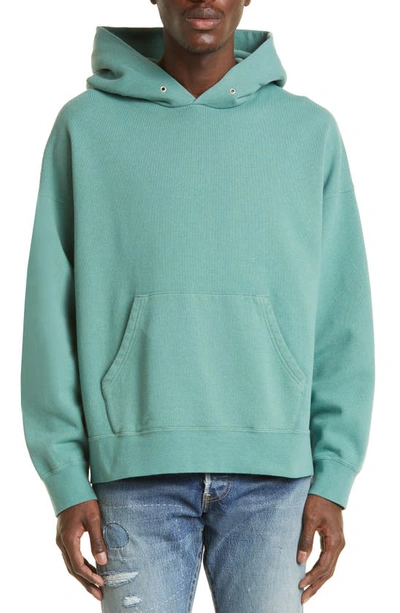 Shop Visvim Oversize P.o. Cotton French Terry Hoodie In Green