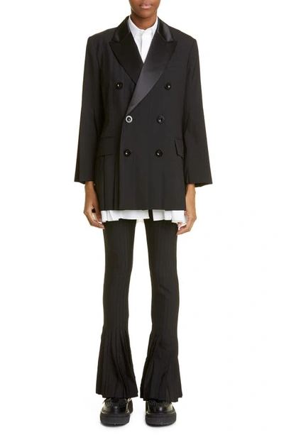Shop Sacai Pleated Suiting & Poplin Blazer In Black