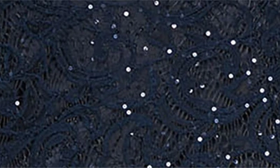 Sl Fashions Cap Sleeve Metallic Lace Dress In Navy