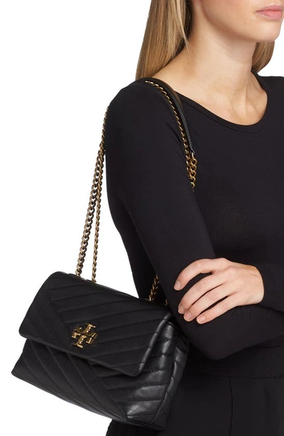 NEW Tory Burch Black SMALL Kira Chevron Convertible Shoulder Bag $548