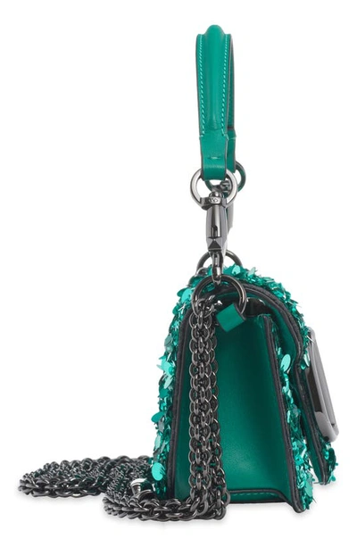 Valentino Garavani Sequin-embellished Shoulder Bag In Verde Petrolio/ Green