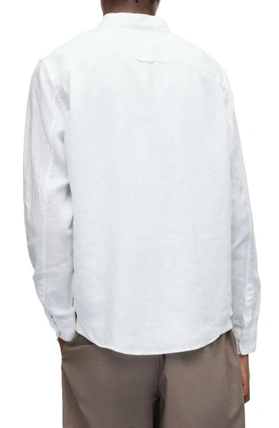 Shop Allsaints Cypress Slub Linen Button-up Shirt In Optic White