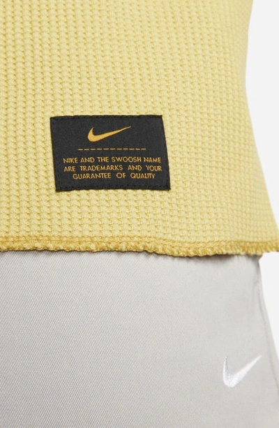 Shop Nike Heavyweight Waffle Knit Top In Saturn Gold/ Wheat Gold/ White