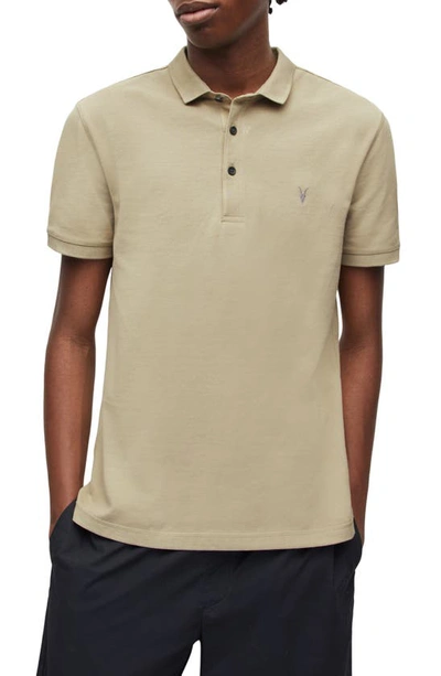 Shop Allsaints Reform Slim Fit Cotton Polo In Clay Green