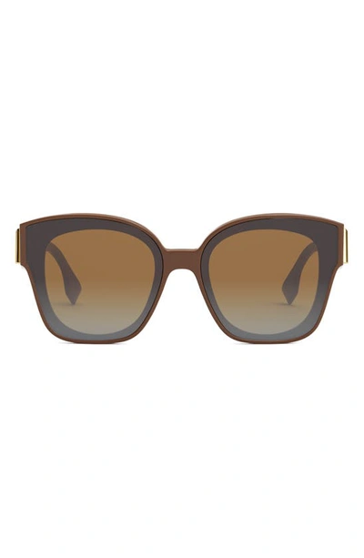 Shop Fendi The  First 63mm Square Sunglasses In Dark Brown / Gradient Brown