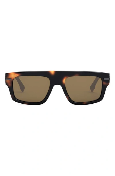 Shop Fendi Graphy 54mm Geometric Sunglasses In Blonde Havana / Brown