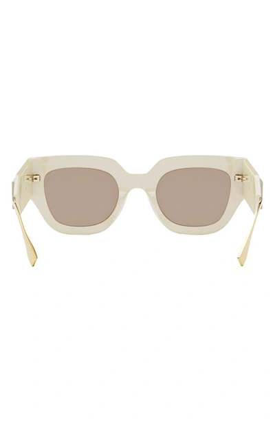 Shop Fendi The Graphy 51mm Geometric Sunglasses In Ivory / Brown