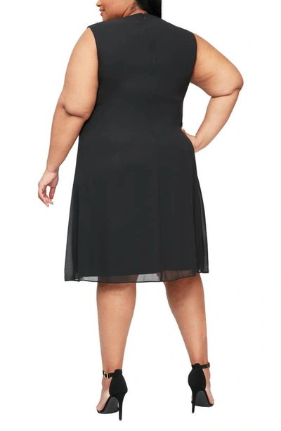 Shop Slny High Neck Multi Chiffon Capelet & Dress 2-piece Set In Black