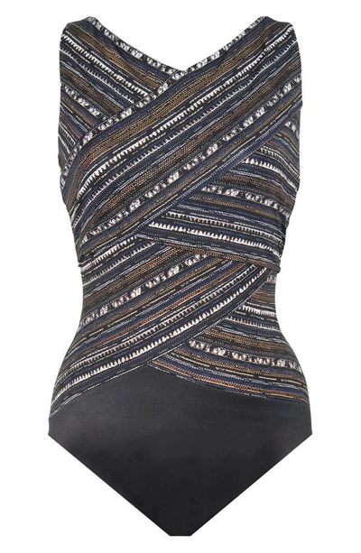 Shop Miraclesuit Cyper Brio One-piece Swimsuit In Black/ Multi