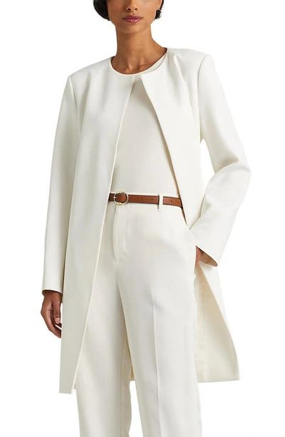 Shop Lauren Ralph Lauren Belted Crepe Jacket In Natural Cream