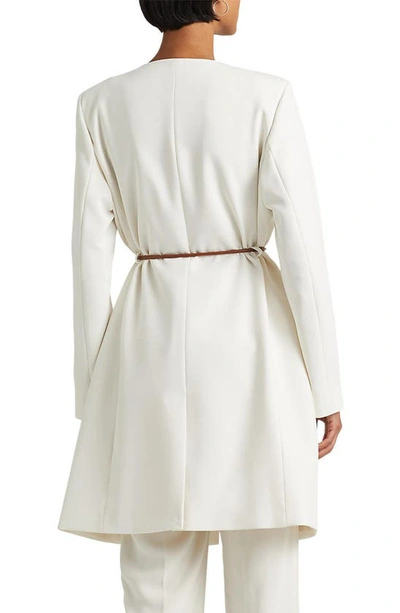 Shop Lauren Ralph Lauren Belted Crepe Jacket In Natural Cream