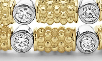 Lagos 18k White & Yellow Gold Signature Caviar Diamond Superfine Cuff Coil Bracelet In Gold