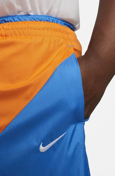 Shop Nike Dna Tie Waist Shorts In Bright Mandarin/ Photo Blue