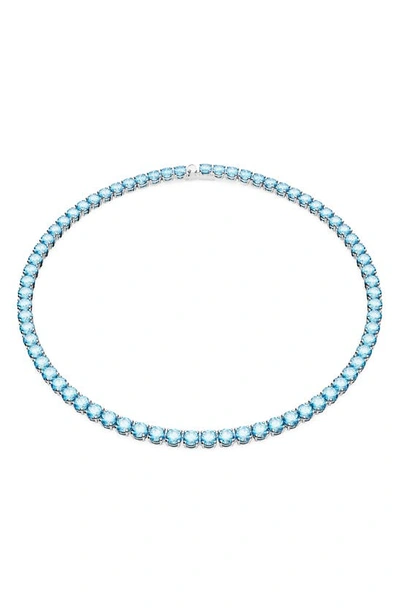 Shop Swarovski Matrix Tennis Necklace In Blue