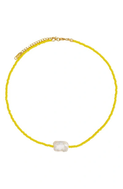 Shop Petit Moments Newton Beaded Necklace In Yellow
